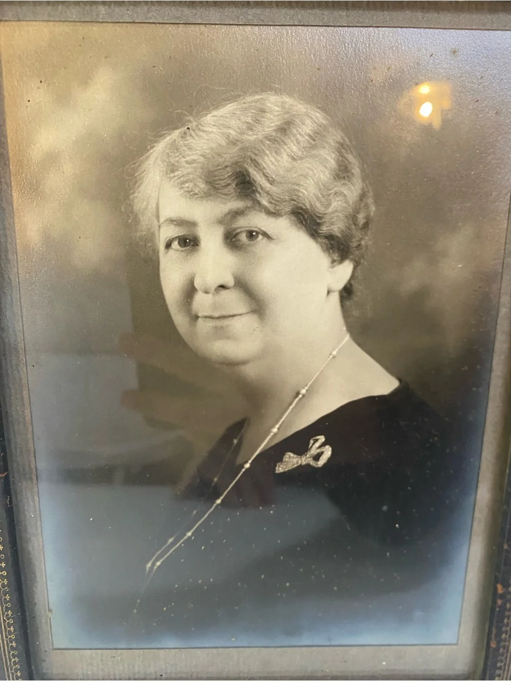 Antique 1920s Matriarch Portrait Antique Paper Gold Design Frame Brass Hardware